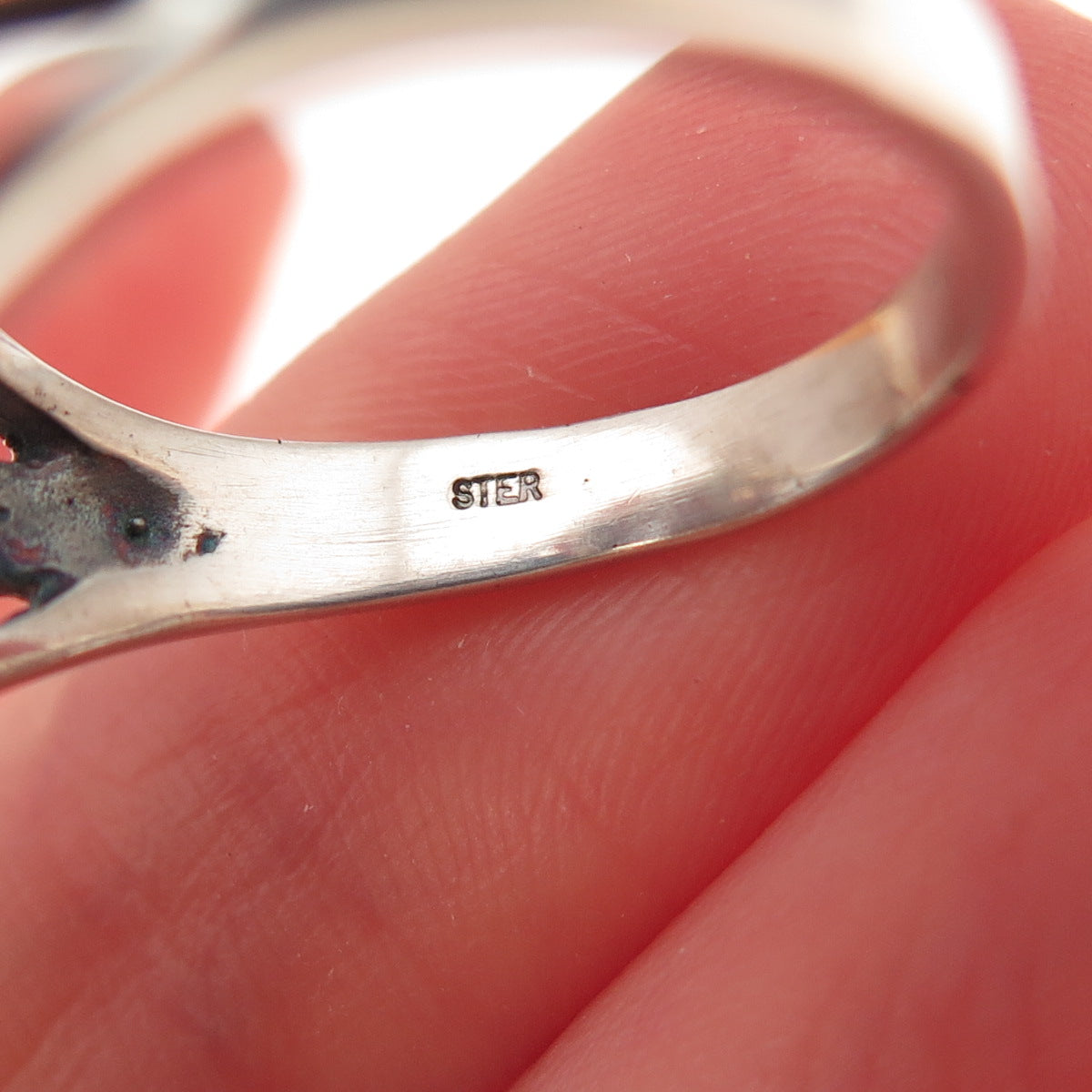 925 Sterling Silver Vintage Real Emerald-Cut Smoky Quartz Ring Size 8
