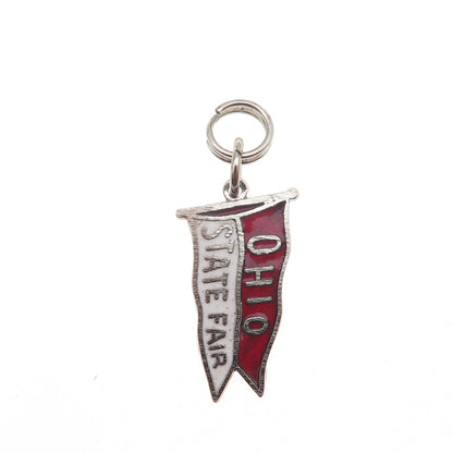 FRENCH & FRANKLIN 925 Sterling Vintage Enamel Ohio State Fair Mini Charm Pendant