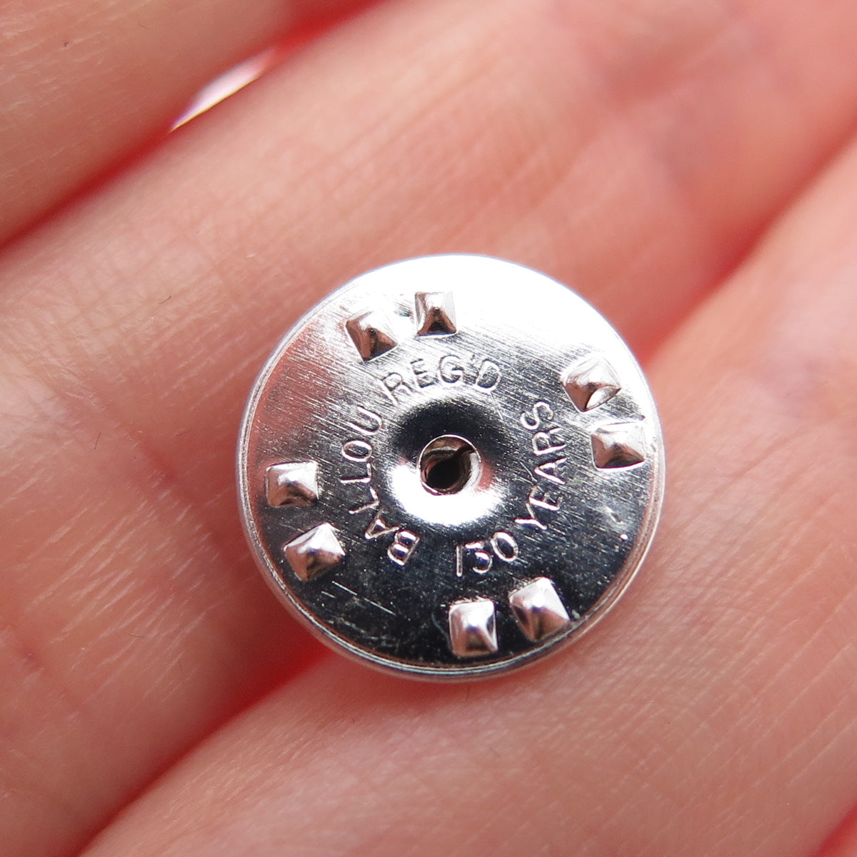 BALLOU 925 Sterling Silver Vintage Italy Enamel Heart Tie Tack / Lapel Pin