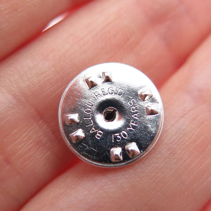 BALLOU 925 Sterling Silver Vintage Italy Enamel Heart Tie Tack / Lapel Pin