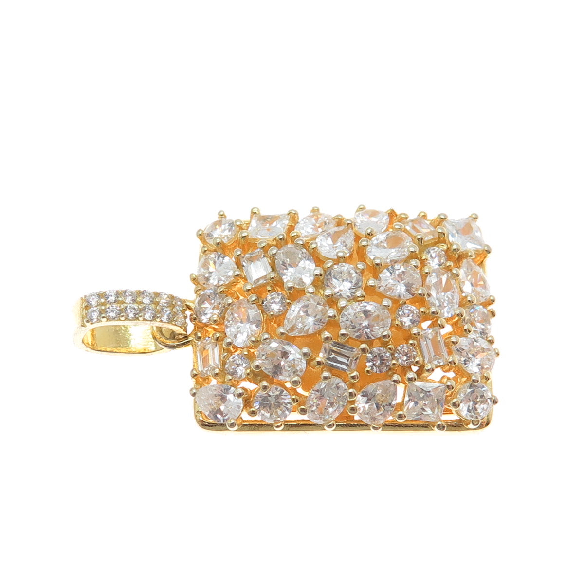 925 Sterling Silver Gold Plated Multi-C Z Sparkle Pendant