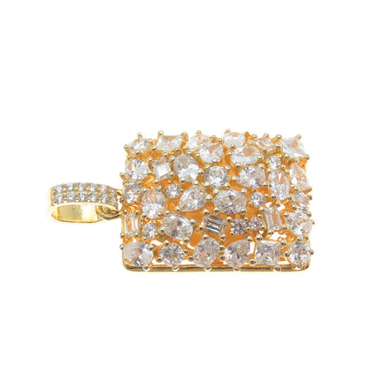925 Sterling Silver Gold Plated Multi-C Z Sparkle Pendant