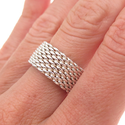Tiffany & Co. 925 Sterling Silver Vintage Somerset Mesh Ring Size 6.75