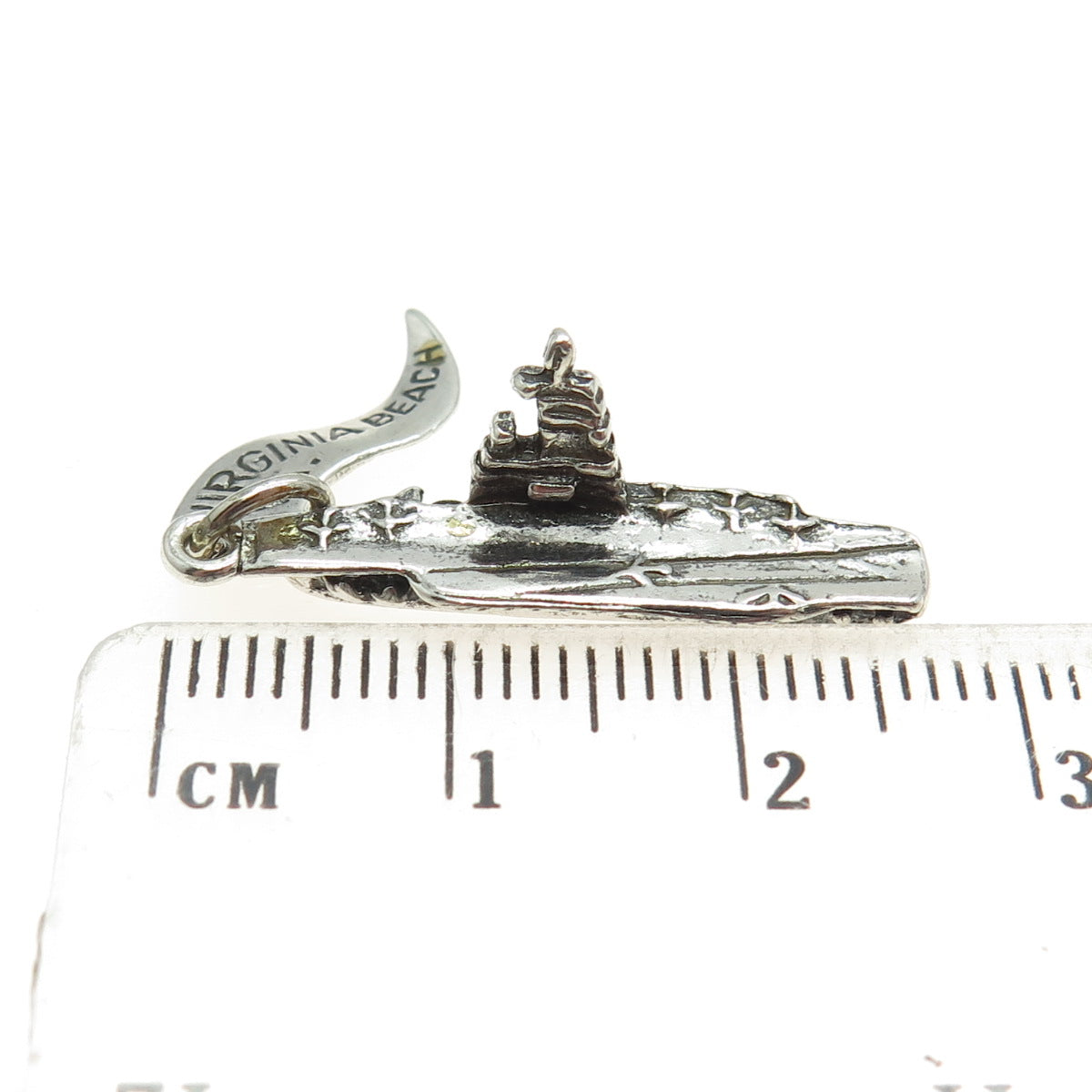 PACIFIC JEWELRY 925 Sterling Silver Vintage Virginia Beach Military Boat Pendant