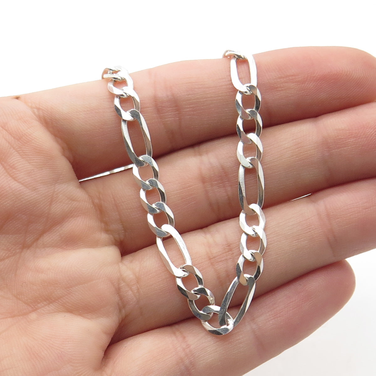 925 Sterling Silver P.LUX Italy Figaro Chain Necklace 22"