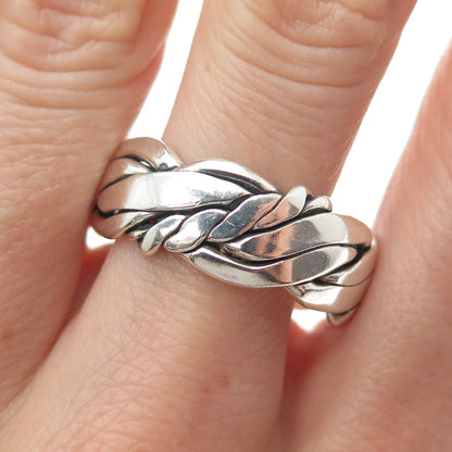 ART'S ELEGANCE 925 Sterling Silver Vintage Woven Oxidized Band Ring Size 12.75