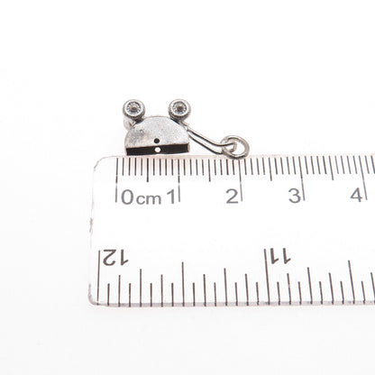 925 Sterling Silver Antique Art Deco Baby Stroller Minimalist 3D Charm Pendant