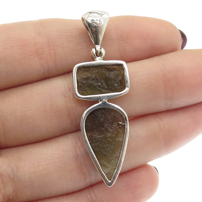 925 Sterling Silver Vintage Roman Glass Modernist Amulet Pendant