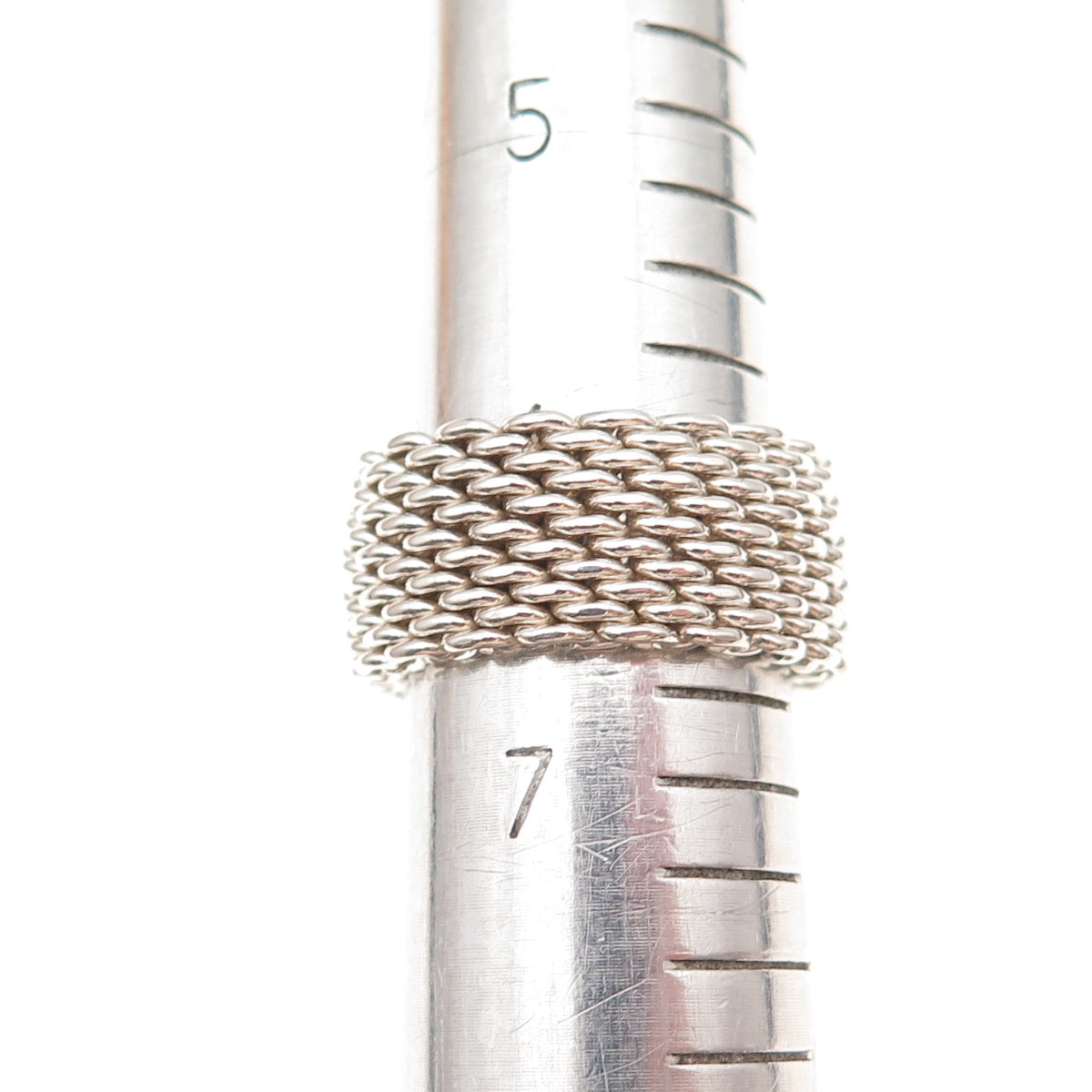 Tiffany & Co. 925 Sterling Silver Vintage Somerset Mesh Ring Size 6.75