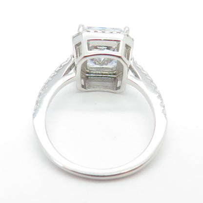 925 Sterling Silver Radiant & Round-Cut Shaped C Z Ring Size 7.25