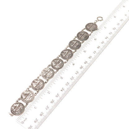 500 Silver Antique 1914-1915 Nicholas II 10 Kopecks Coin Bracelet 7.5"