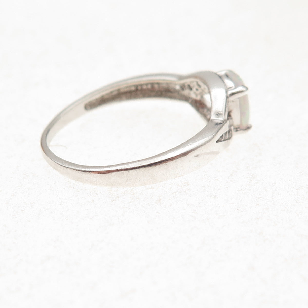 RJ Graziano 925 Sterling Silver Real Opal & C Z Ring Size 10.25