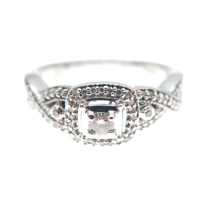 925 Sterling Silver Real Round-Cut Diamond Infinity Promise Ring Size 7