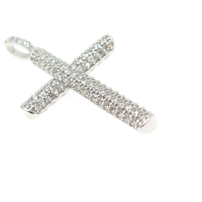 925 Sterling Silver Pave C Z Cross Pendant