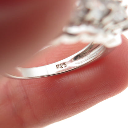 925 Sterling Silver Real Oval-Cut Blue Topaz Ring Size 6