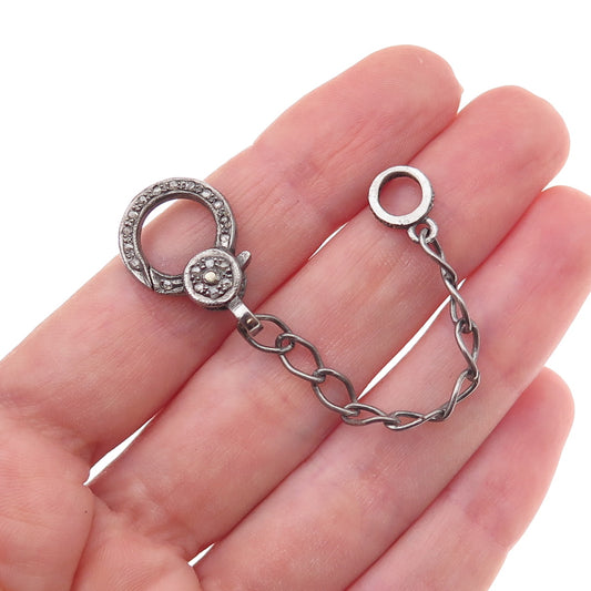 925 Sterling Silver Black Rhodium Real Diamond Lobster Lock Necklace Extender 3"