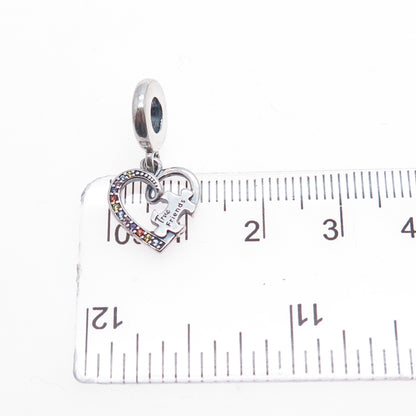 PANDORA 925 Sterling Silver C Z My Missing Piece Puzzle Heart Dangle Charm