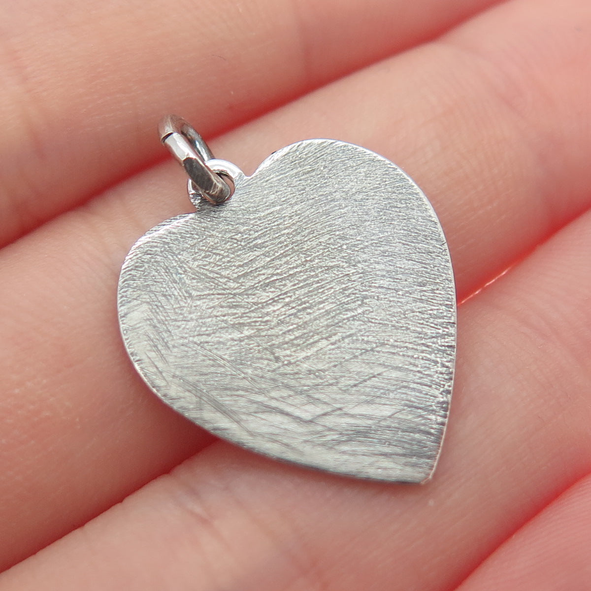 LESTAGE 925 Sterling Silver Vintage Brushed & Smooth Heart Charm Pendant