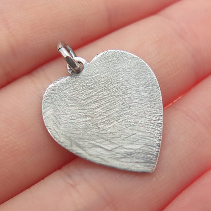 LESTAGE 925 Sterling Silver Vintage Brushed & Smooth Heart Charm Pendant