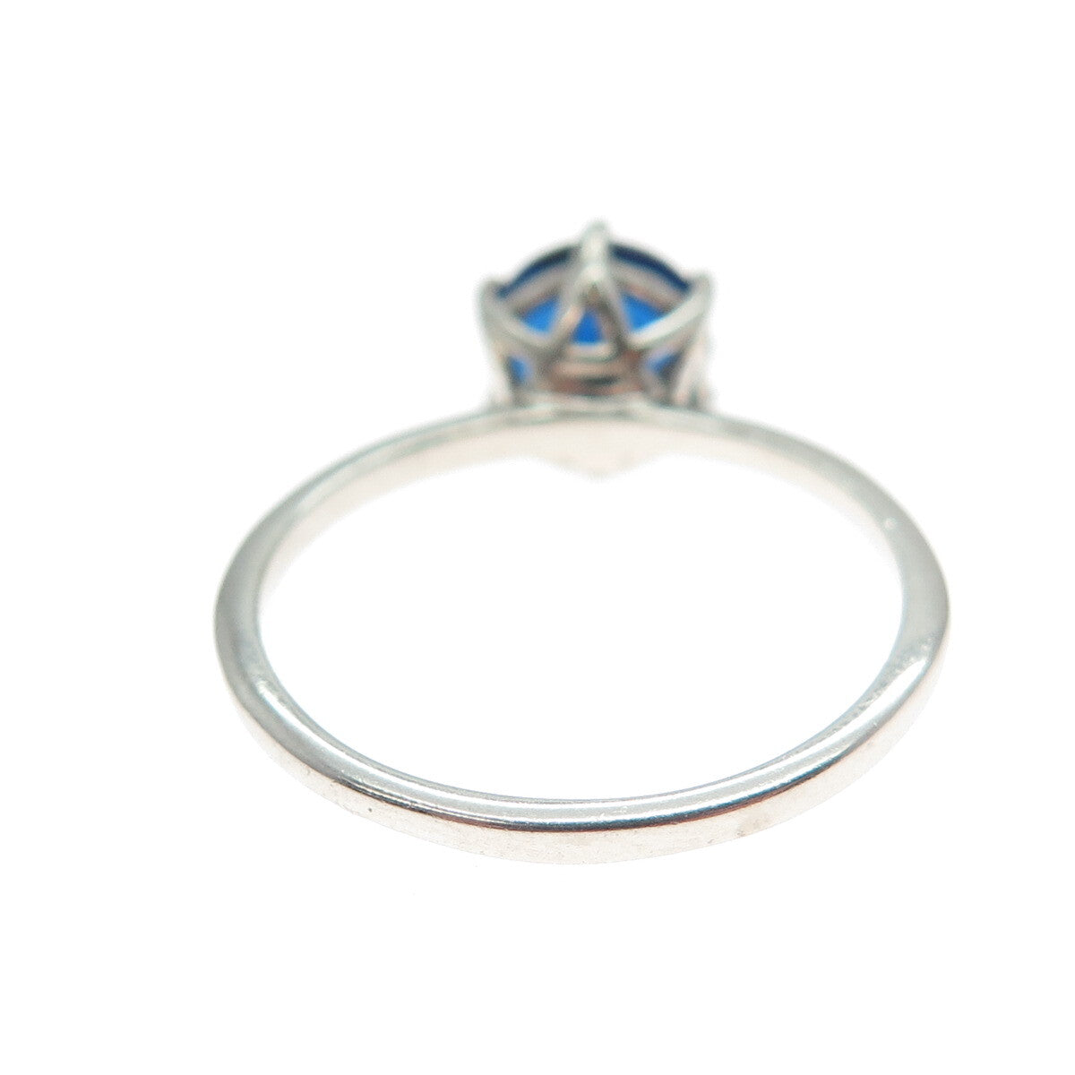DAZZLERS 925 Sterling Silver Round-Cut Nano Blue Sapphire Ring Size 8
