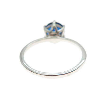 DAZZLERS 925 Sterling Silver Round-Cut Nano Blue Sapphire Ring Size 8