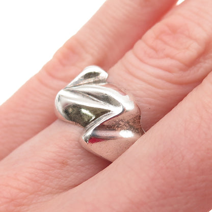 Chapal Zenray 925 Sterling Silver Vintage Modernist Oxidized Ring Size 6