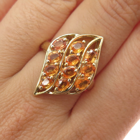 TGGC 925 Sterling Silver Gold Plated Real Yellow Sapphire Ring Size 7.25