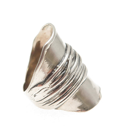 925 Sterling Silver Vintage Israel Modernist Oxidized Ring Size 8.5