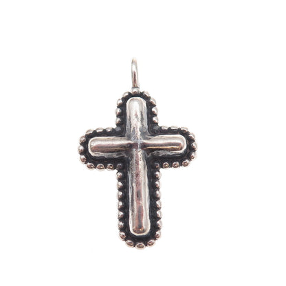 Or Paz PZ 925 Sterling Silver Vintage Israel Cross Oxidized Charm Pendant