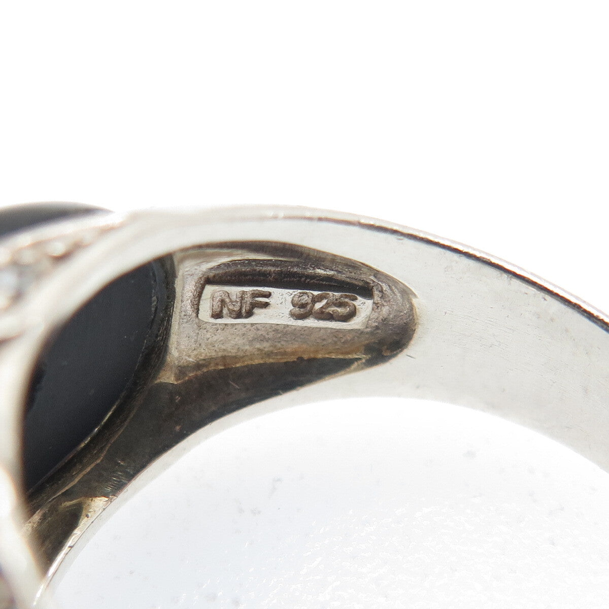 CHAPAL ZENRAY 925 Sterling Silver Vintage Real Black Onyx & C Z Ring Size 9.25