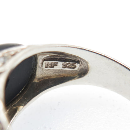 CHAPAL ZENRAY 925 Sterling Silver Vintage Real Black Onyx & C Z Ring Size 9.25