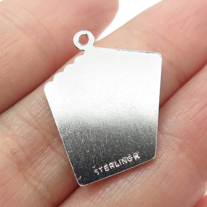 925 Sterling Silver Vintage Royal Flush Spades Poker Minimalist Charm Pendant