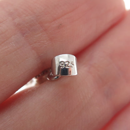 925 Sterling Silver Real Clear Quartz & C Z Ornate Minimalist Charm Pendant