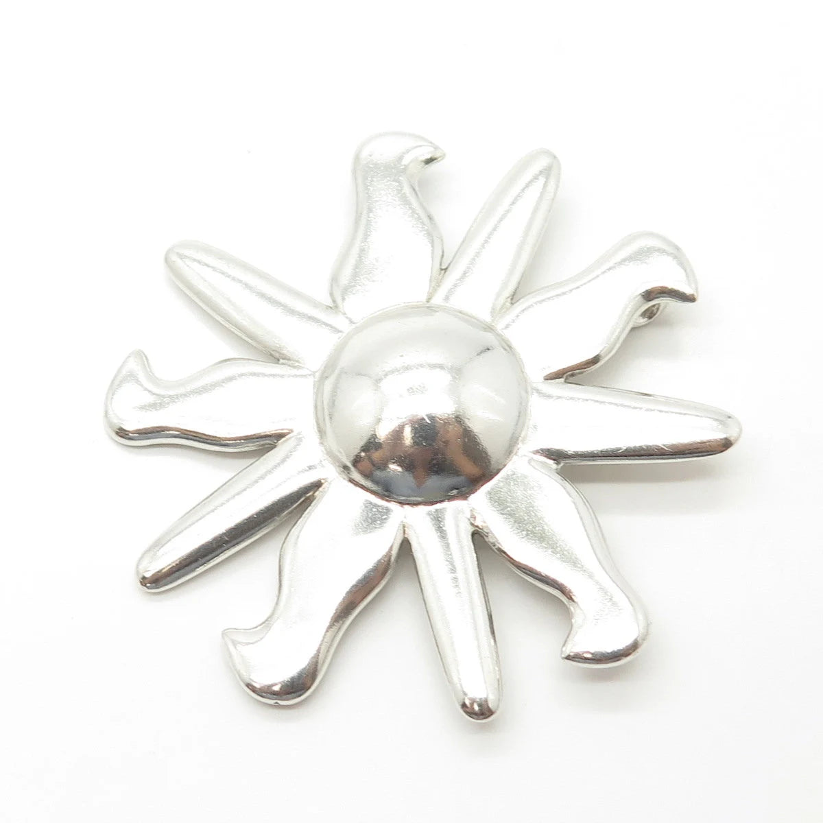 925 Sterling Silver Vintage Sun Pin Brooch / SIGNED "IC"