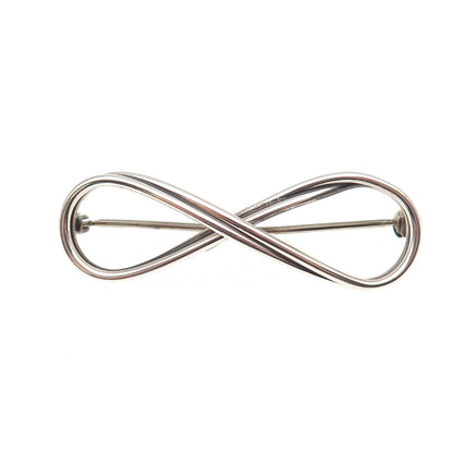 925 Sterling Silver Vintage Infinity Oxidized Pin Brooch