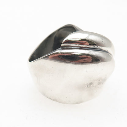 925 Sterling Silver Vintage Modernist Oxidized Ring Size 5.25