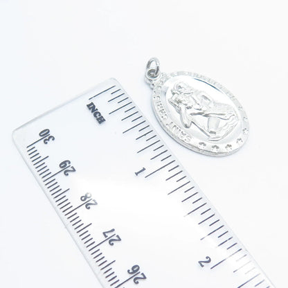 925 Sterling Silver Vintage St. Christopher Religious Pendant