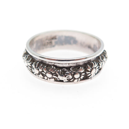 925 Sterling Silver Vintage Cannetille Oxidized Band Ring Size 6.25