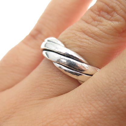925 Sterling Silver Vintage Mexico Oxidized Braided Band Ring Size 6.75