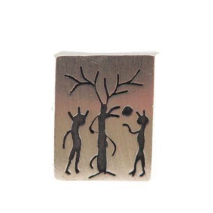 925 Sterling Vintage Mexico Adam & Eve Garden of Eden Modernist Ring Size 10.5