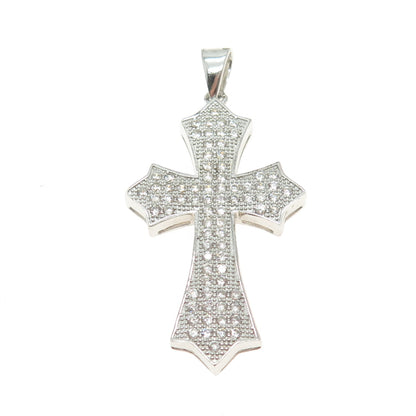 925 Sterling Silver Round-Cut Shaped C Z Cross Pendant