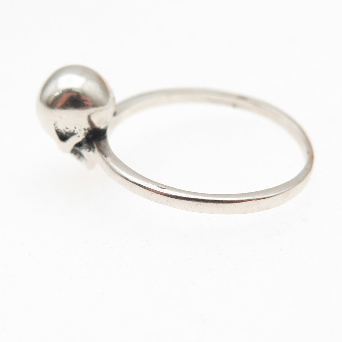 925 Sterling Silver Vintage Skull Oxidized Biker Ring Size 6.5