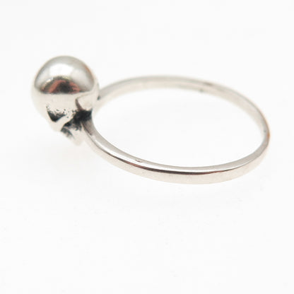 925 Sterling Silver Vintage Skull Oxidized Biker Ring Size 6.5