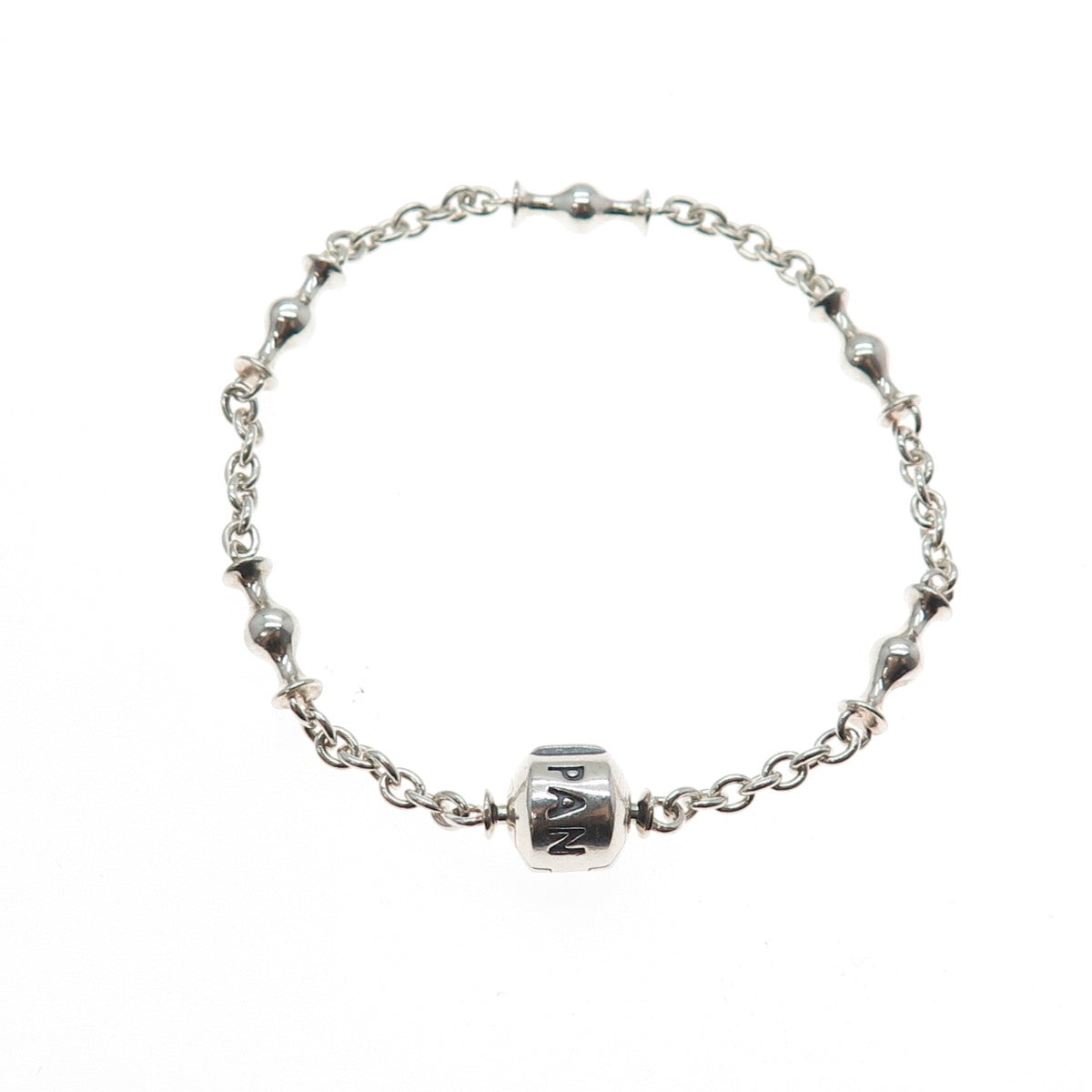 PANDORA 925 Sterling Silver Station Clip Capture Bracelet 7"