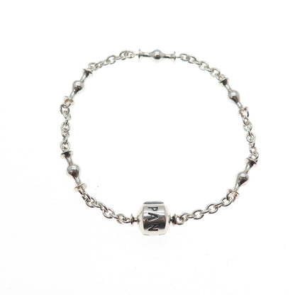 PANDORA 925 Sterling Silver Station Clip Capture Bracelet 7"