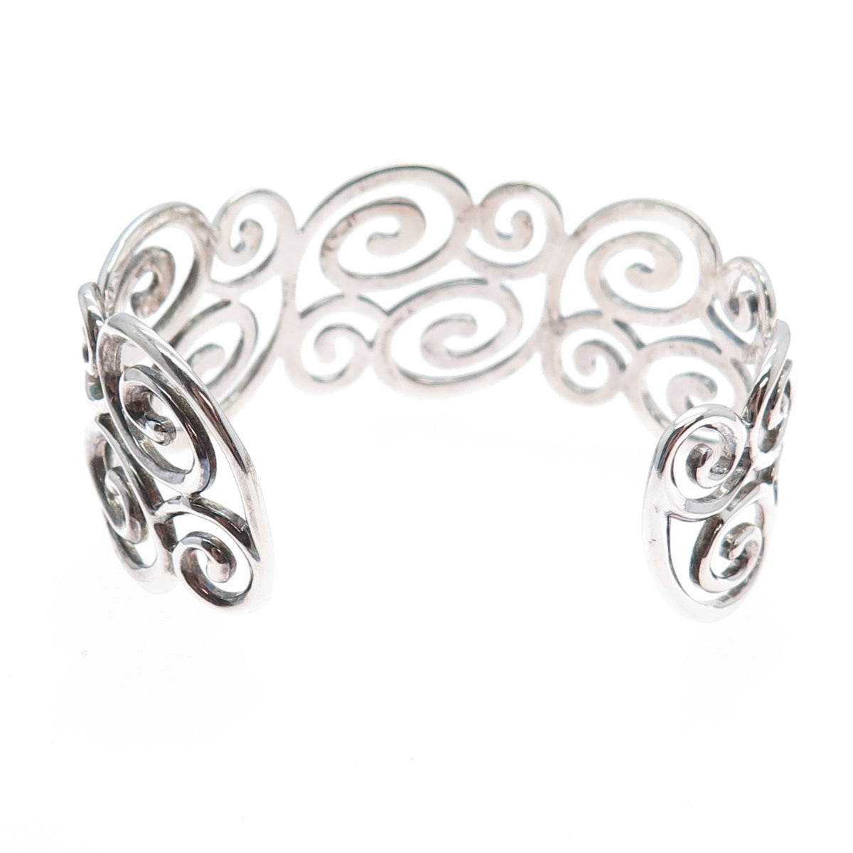 ROSS SIMONS 925 Sterling Silver Vintage Swirl Adjustable Cuff Bracelet 6.75"