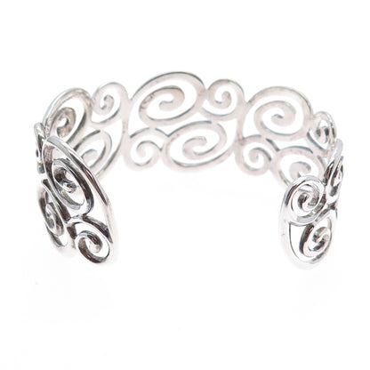 ROSS SIMONS 925 Sterling Silver Vintage Swirl Adjustable Cuff Bracelet 6.75"