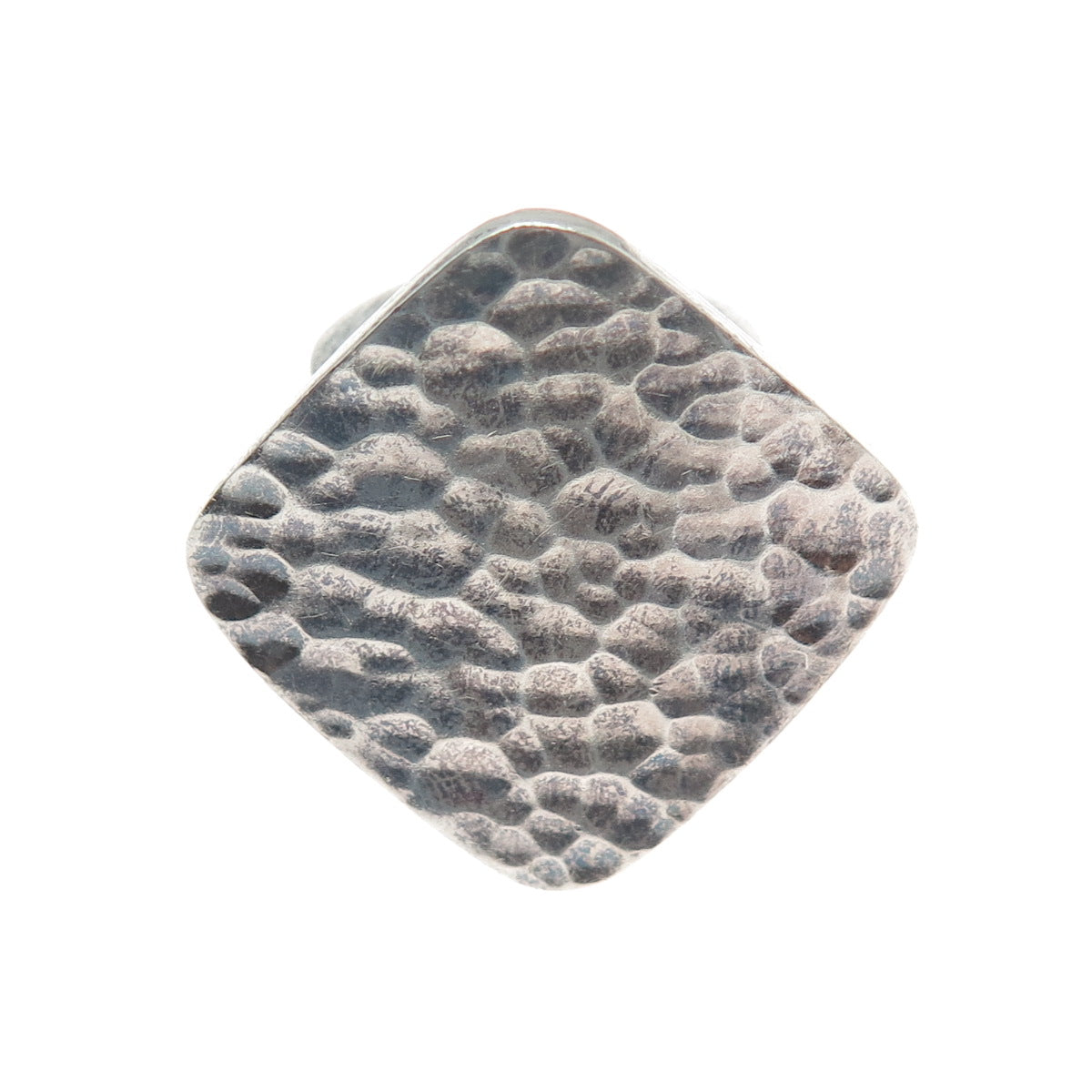 925 Sterling Silver Vintage Modernist Hammered Finish Oxidized Ring Size 6.5