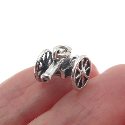 WHEELER MFG CO 925 Sterling Silver Vintage Cannon Military Minimalist 3D Pendant