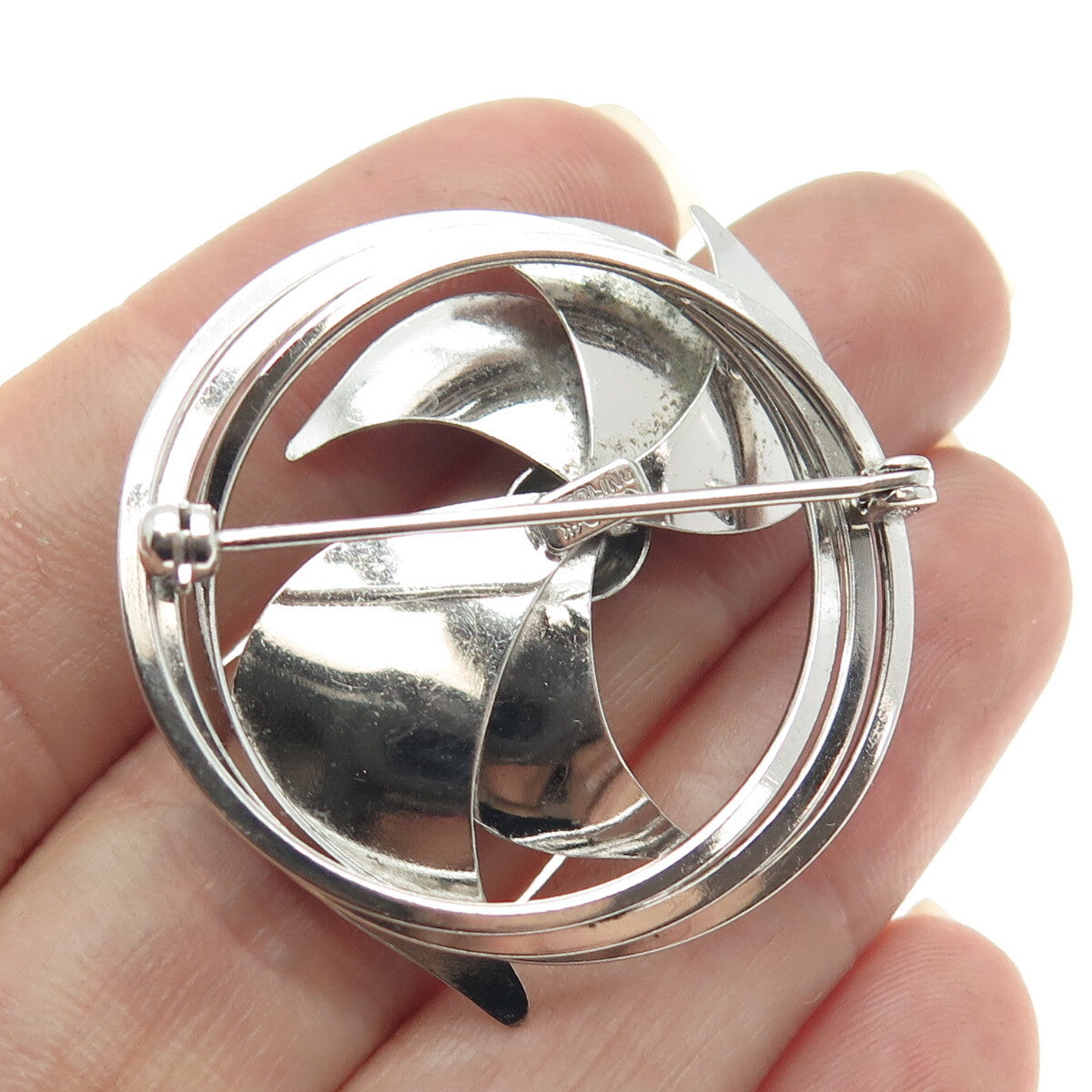 CARL ART 925 Sterling Silver Antique Art Deco Floral Pin Brooch